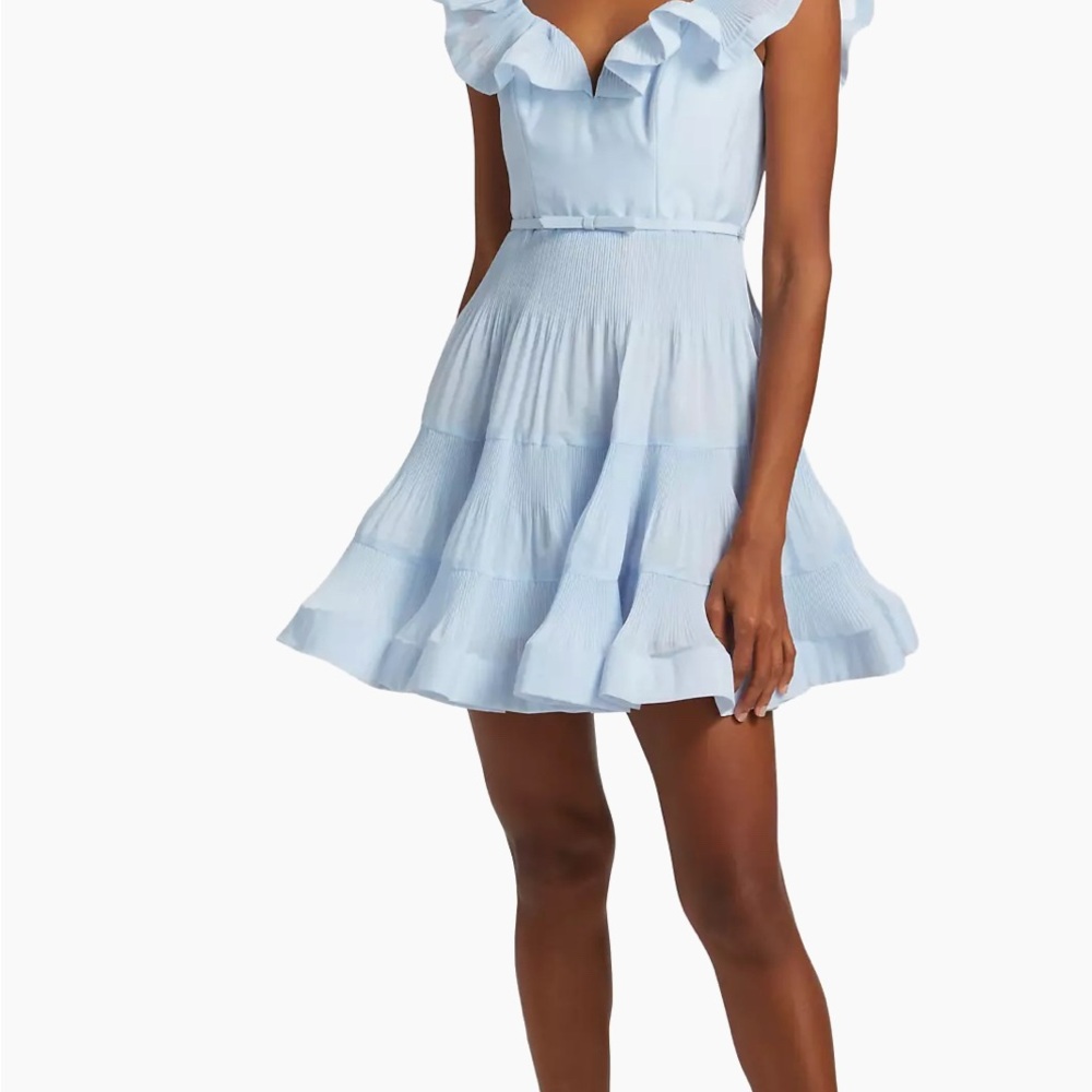 Zimmermann Blue Ruffled Tiered Mini Dress
